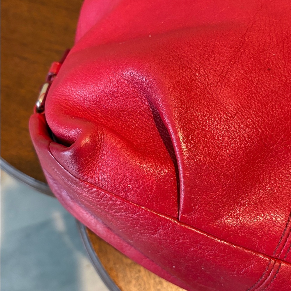 Coach Brooke  shoulder bag Satchel pebbled leather  Red 14142  Silvertone Hw EUC - Picture 12 of 17